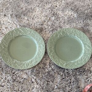 Mikasa English Countryside Celadon DP400 GreenJapan Set of‎ 2 Dinner Plates 11”